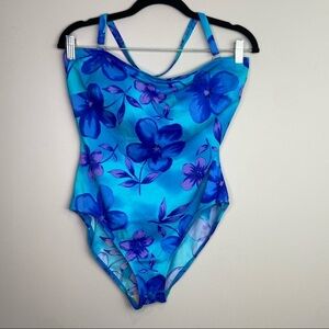 Vintage blue floral one piece‎